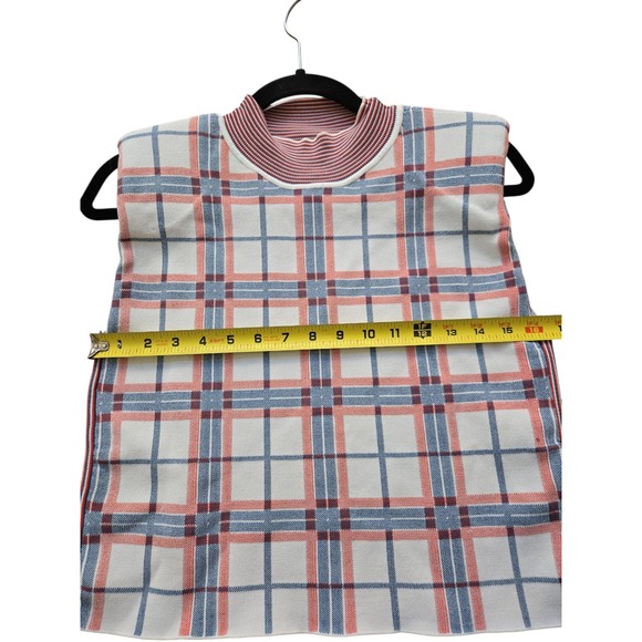 Veronica Beard Rayon Blend‎ Plaid Sweater Vest Top Shoulder Pads Small - Picture 5 of 10
